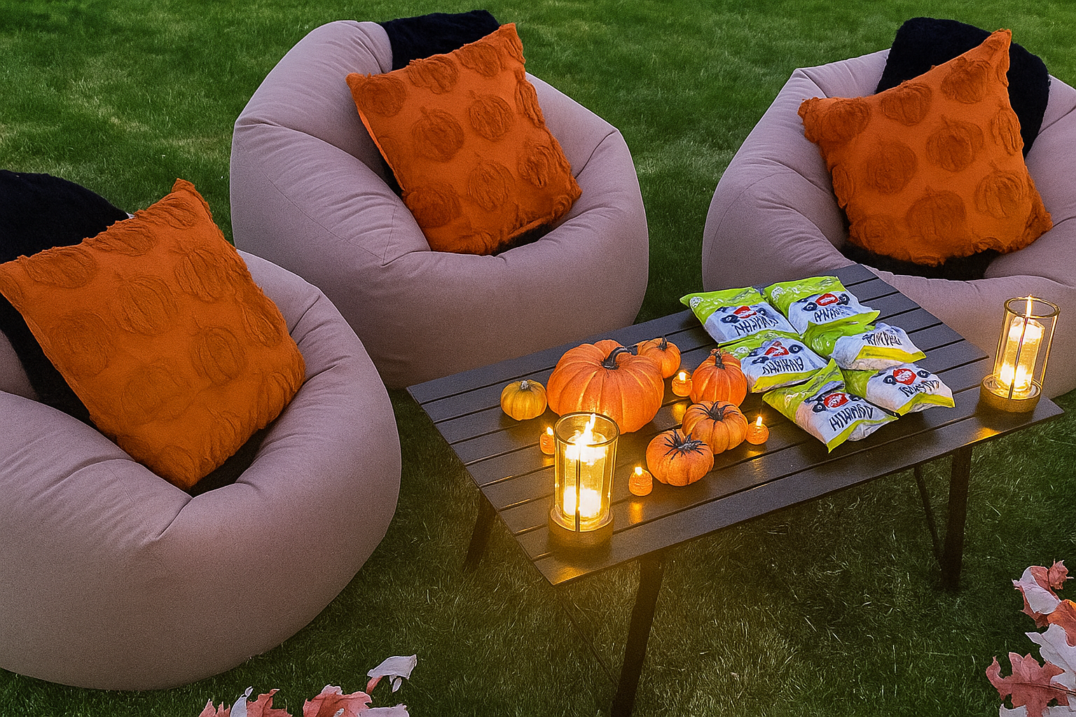 Outdoor Thanksgiving football viewing setup